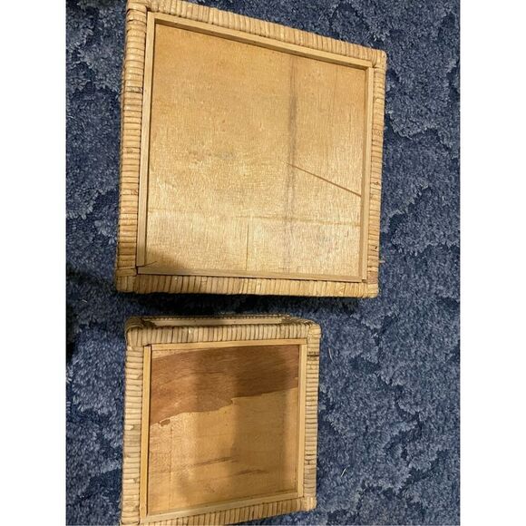 Creative Co-Op Cane and Rattan Display Boxes with Glass Lid, Set of 2 - Picture 10 of 10